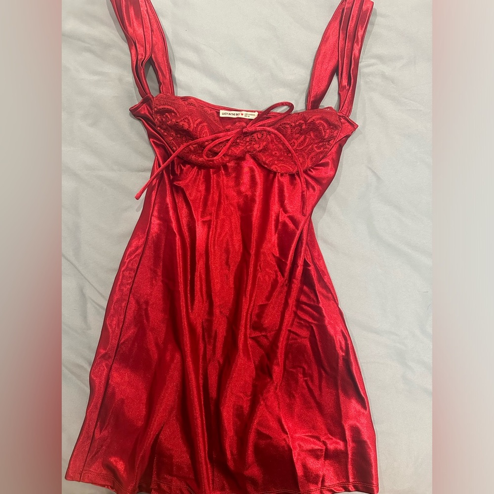 Lucy in the Sky Red Satin dress